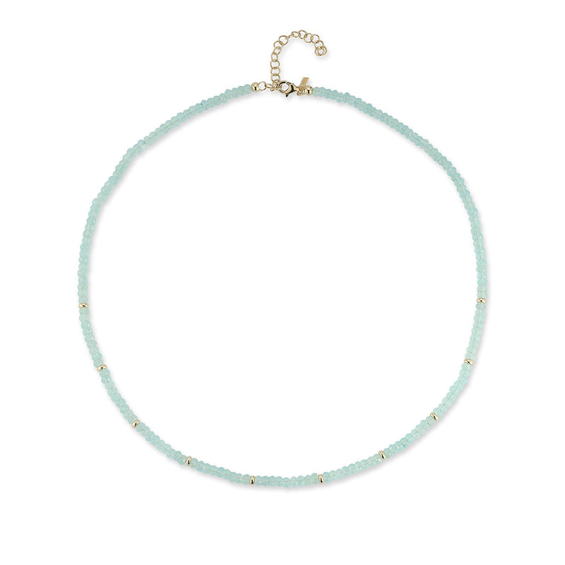Birthstone Bead Necklace in Chalcedony