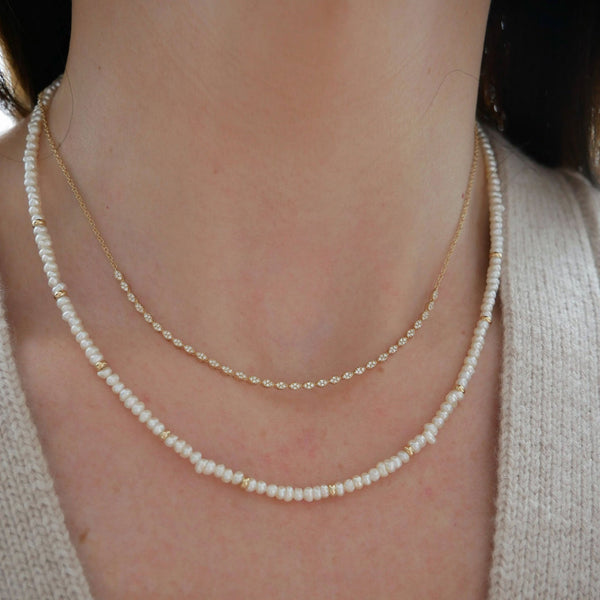 Birthstone Bead Necklace in Pearl