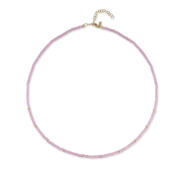 Birthstone Bead Necklace in Pink Sapphire