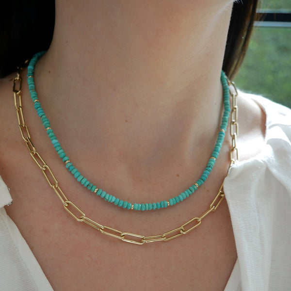 Birthstone Bead Necklace in Turquoise