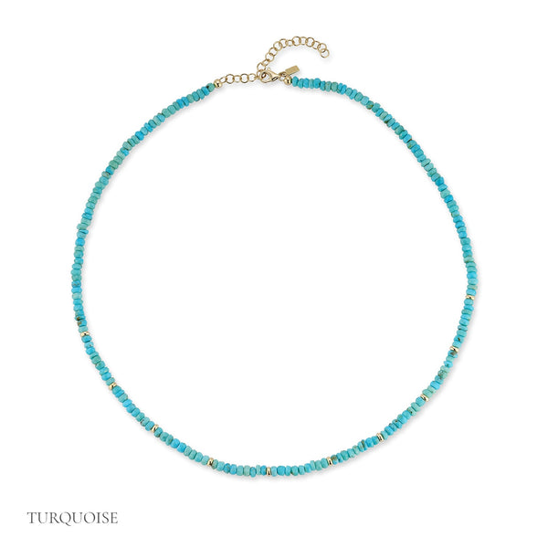 Birthstone Bead Necklace in Turquoise