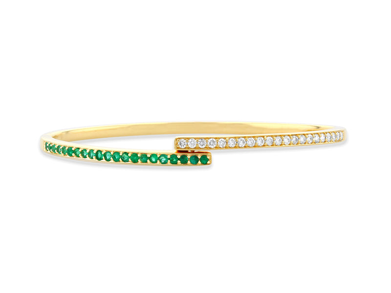Emerald and diamond bypass bracelet