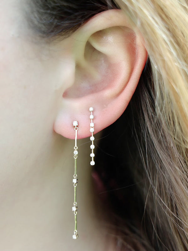 Diamond Bar Stick Earrings