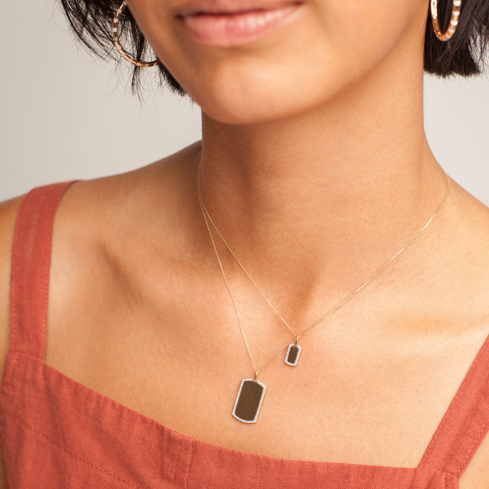 Pave diamond dog tag necklace store