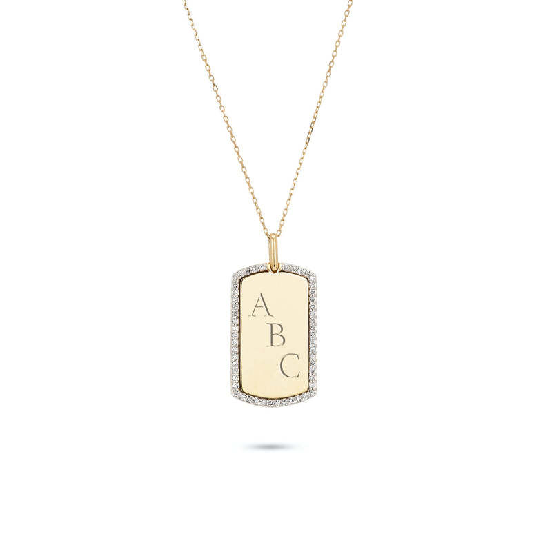 Pave Dog tag necklace