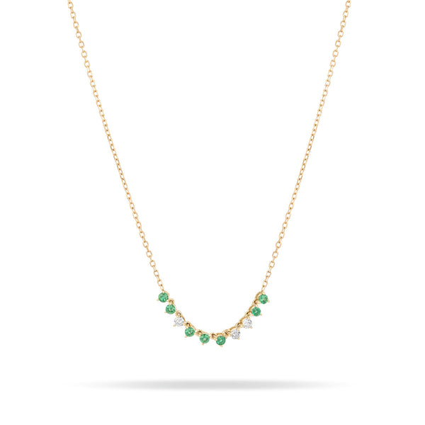 Emerald + Diamond Rounds Chain Necklace
