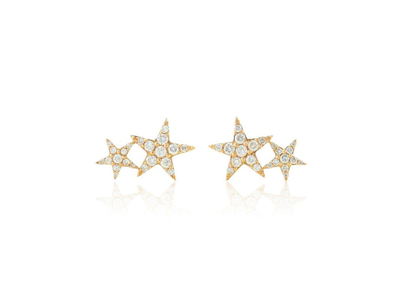 Diamond Double Star Earrings