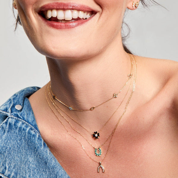Emerald + Diamond Horseshoe Necklace