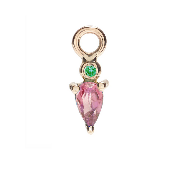 Droplet Earring Charm Pink and Emerald
