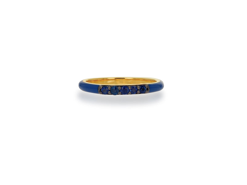 Dark Blue Enamel And Sapphire Band Ring
