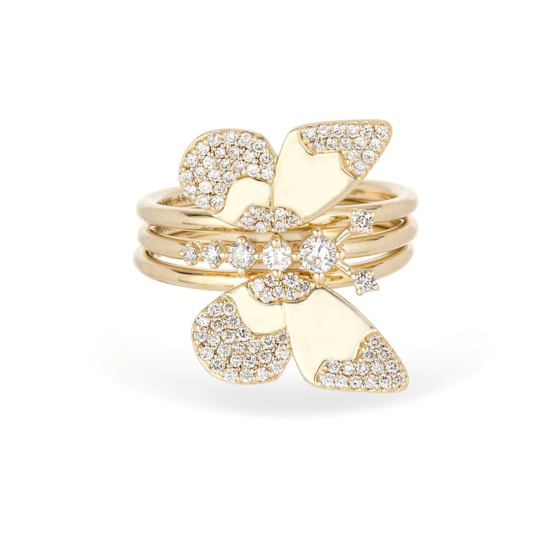 Enchanted Large Diamond Butterfly Ring Set