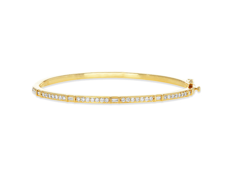 Round and Baguette diamond bangle