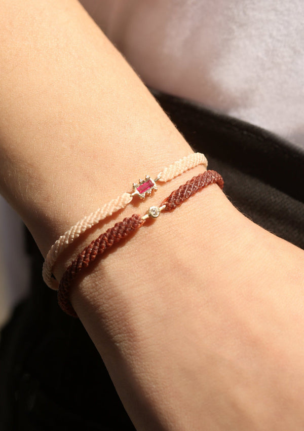 Ruby Mosaic Charm Macrame Bracelet