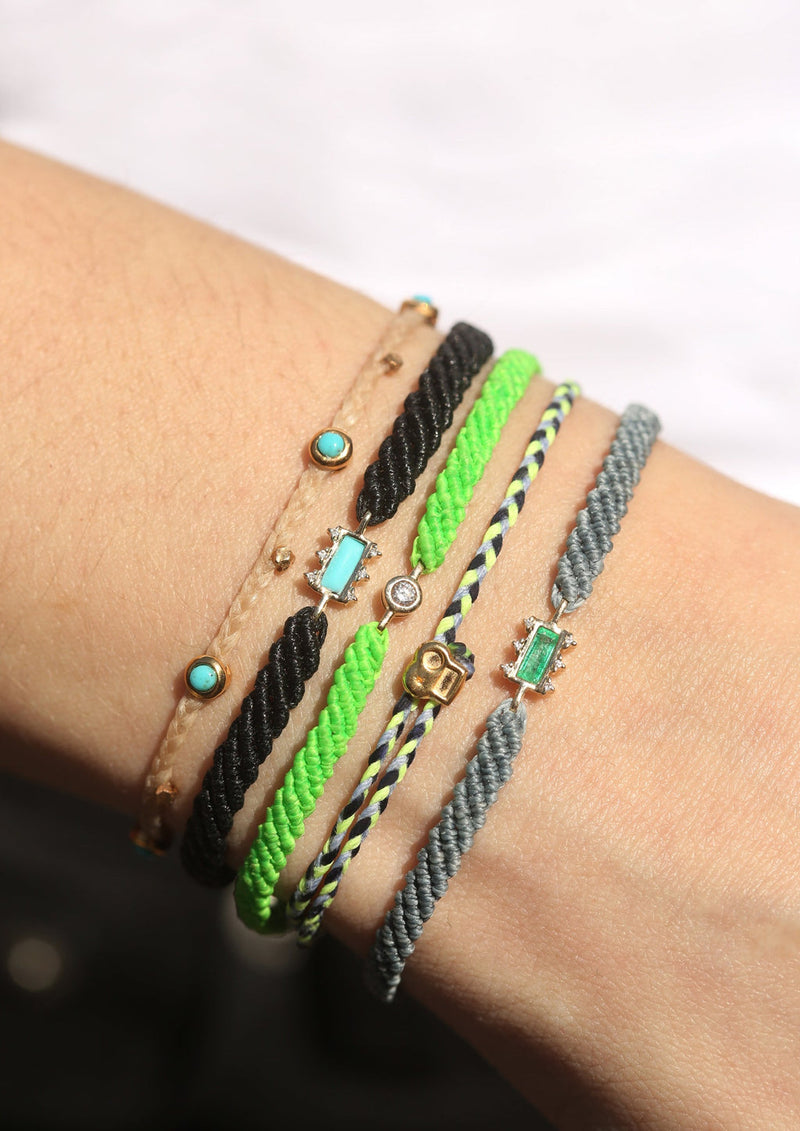 Emerald Mosaic Charm Macrame Bracelet