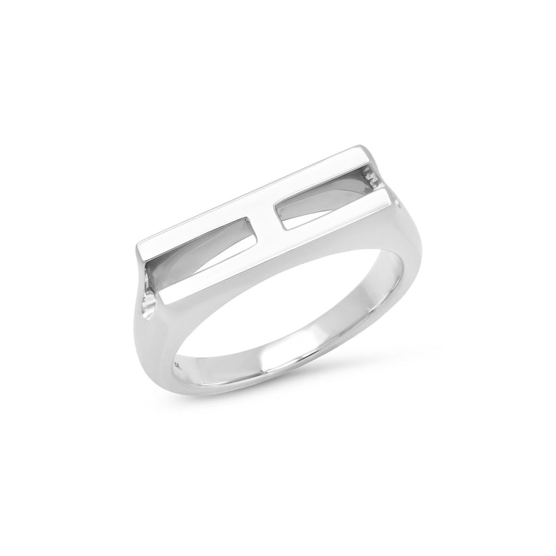Chunky Initial Ring White Gold