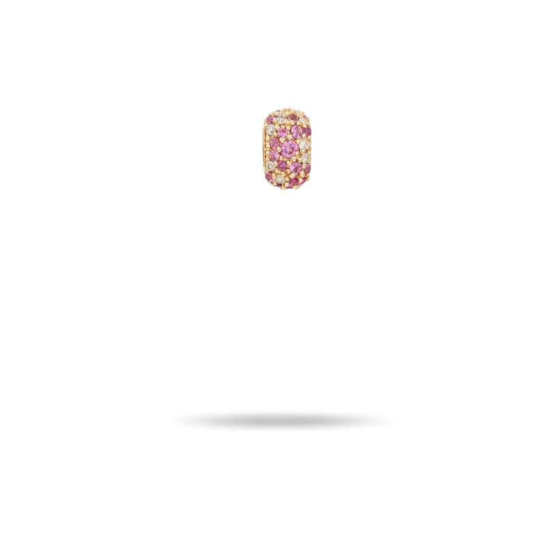 Wide Pink Sapphire + Diamond Pavé Bead