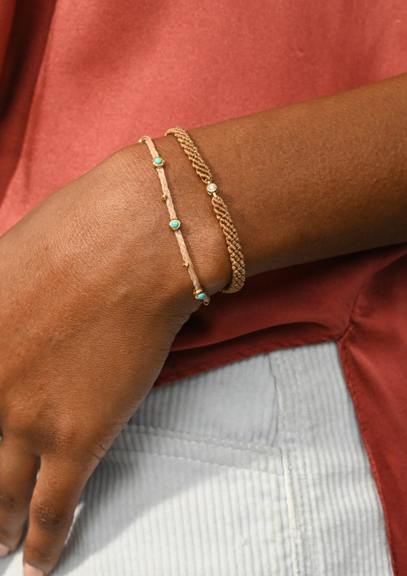 Turquoise Bezel Charms Bracelet