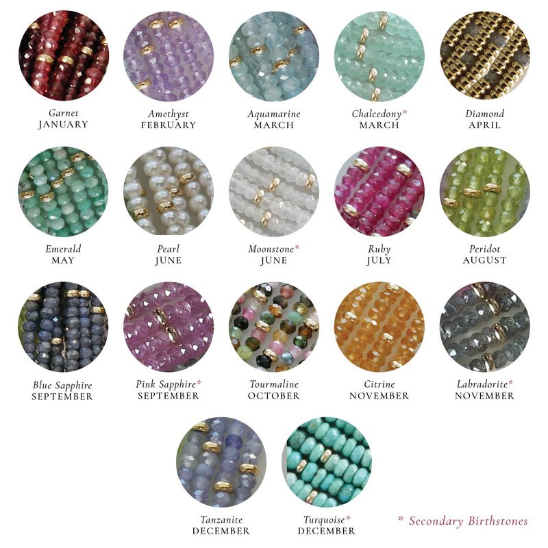 Birthstone Bead Necklace in Blue Sapphire