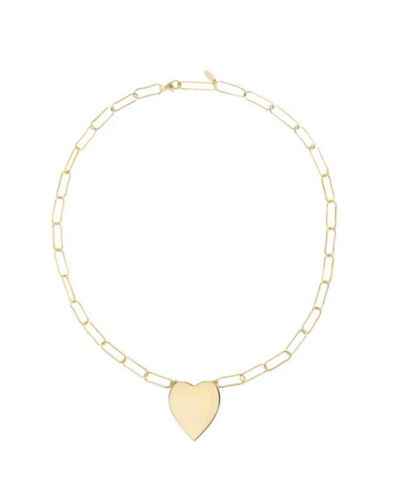 Gold heart on paperclip necklace