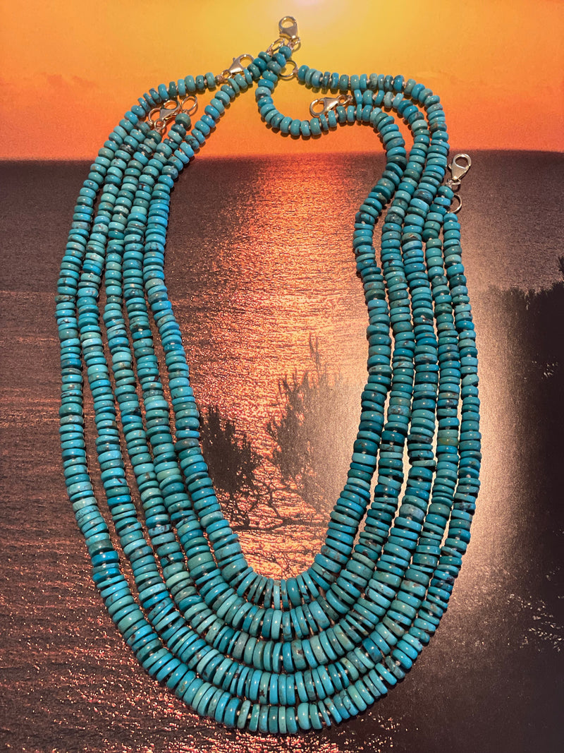 Turquoise Heishi Hand Knotted Necklace