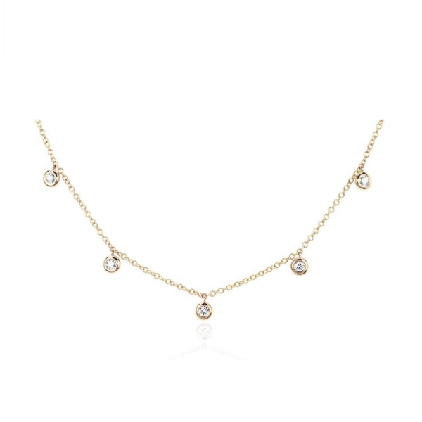 Five Diamond Bezel Choker Necklace