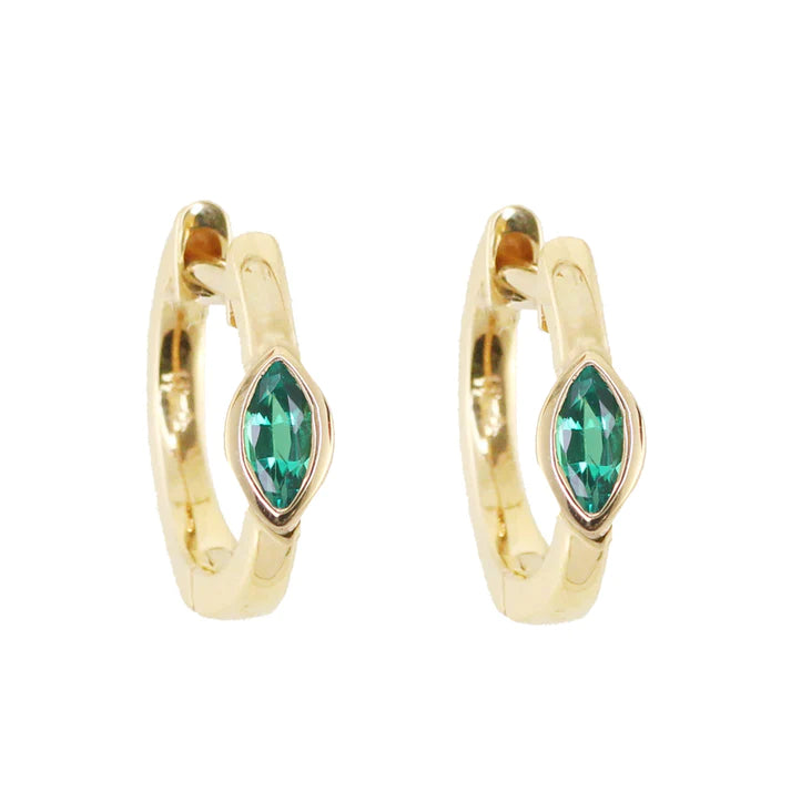 Emerald Gemstone 14k Gold Earrings