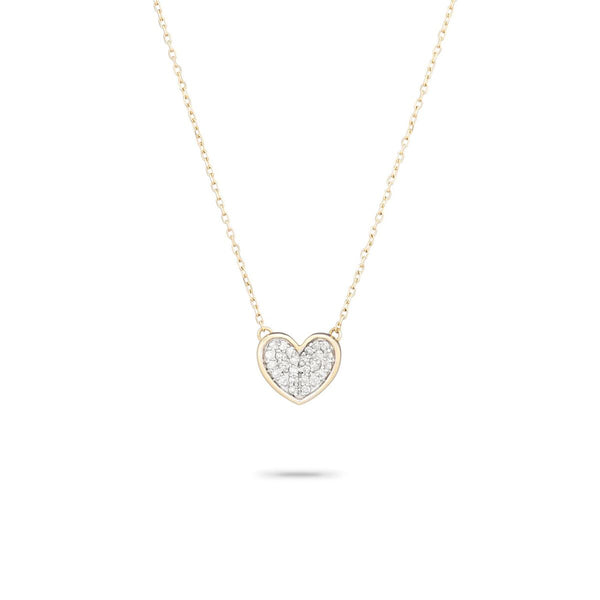 Super Tiny Pave Folded Heart Necklace
