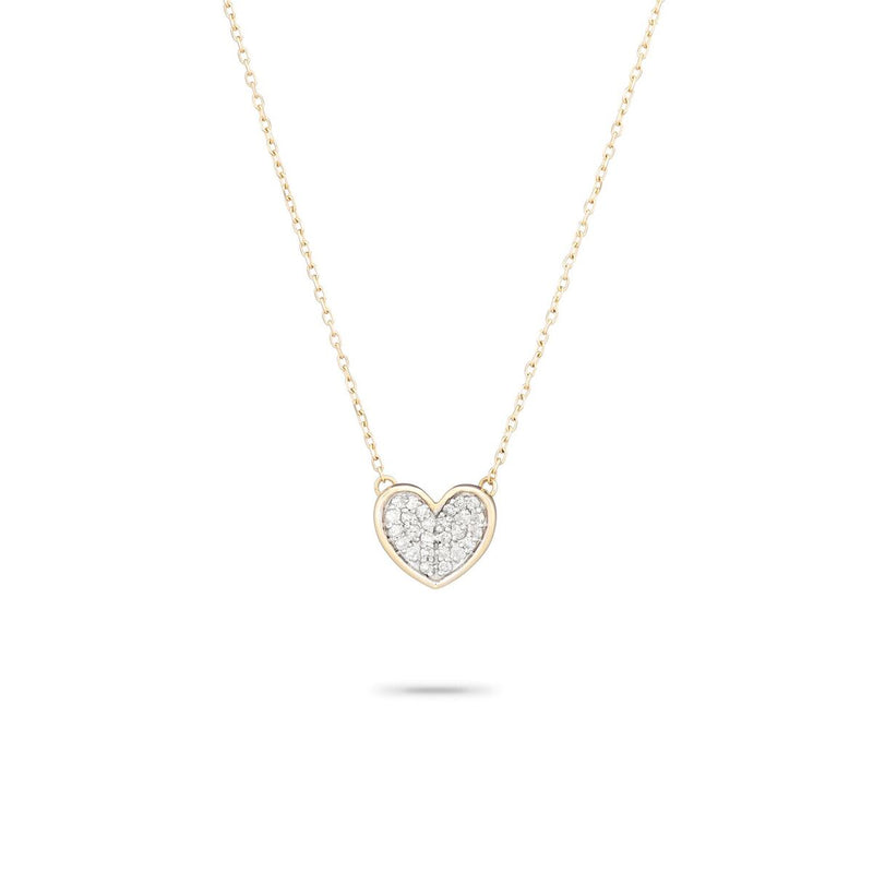 Super Tiny Pave Folded Heart Necklace