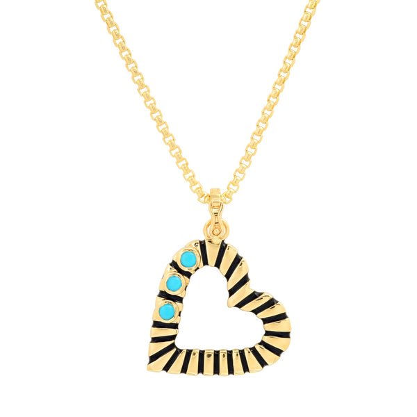 Ternion Open Heart Necklace with Turquoise