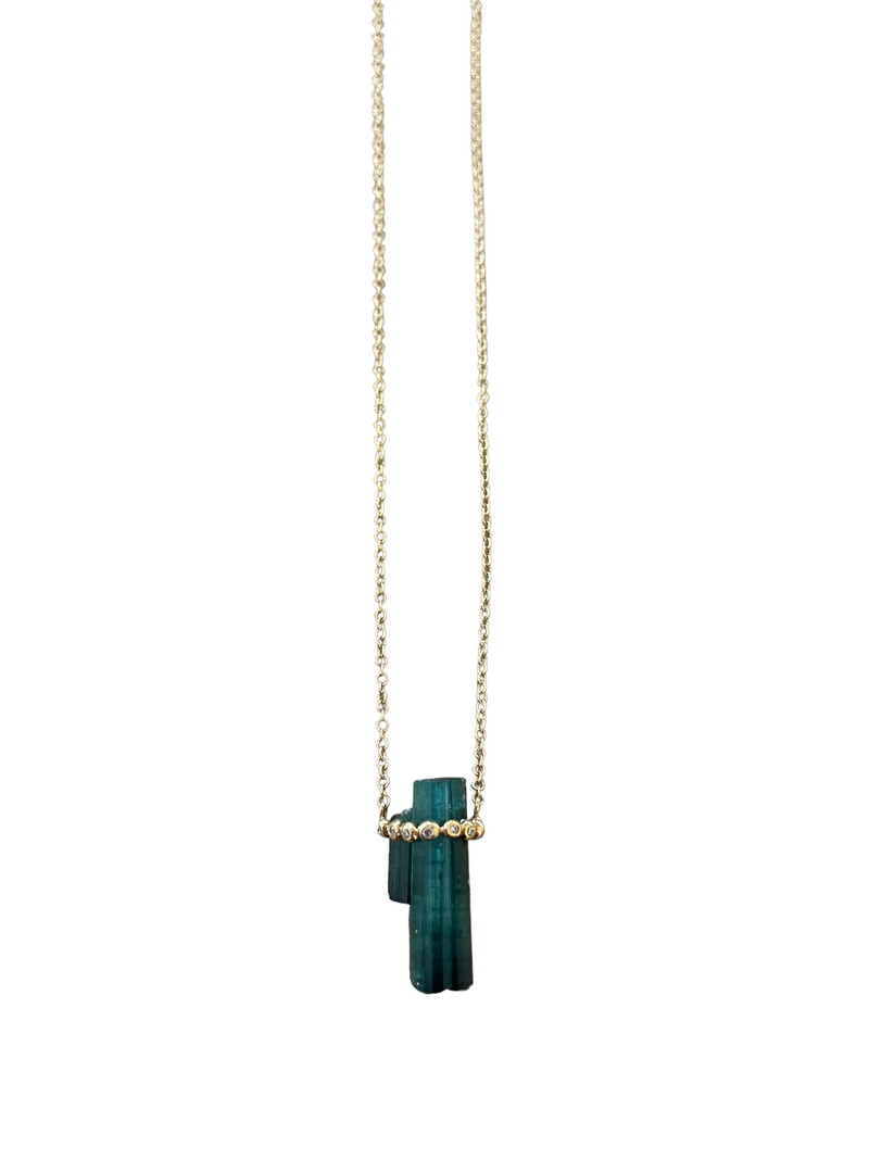Green Tourmaline Crystal Necklace