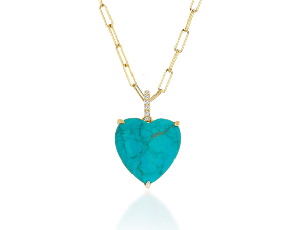 Turquoise Heart with Diamond Bail