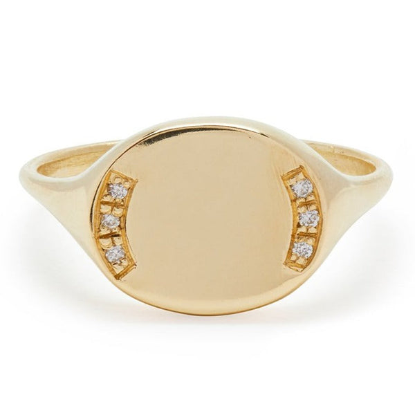 Oval Gold and Diamond Signet Ring