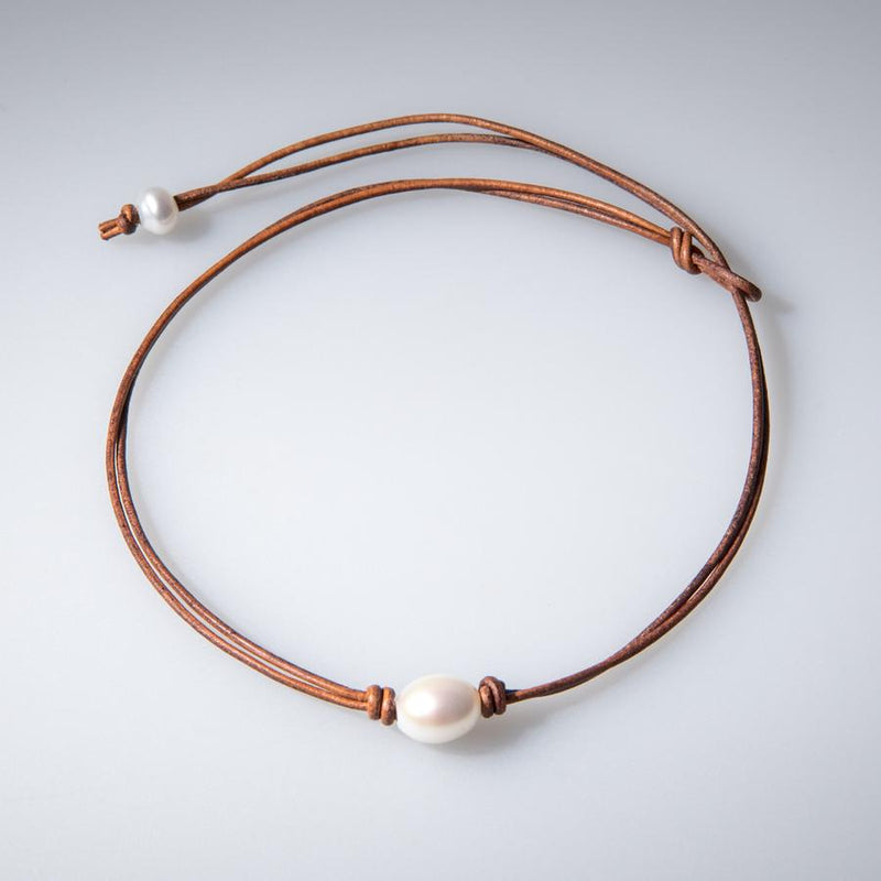 Freshwater Baroque Pearl Leather Choker
